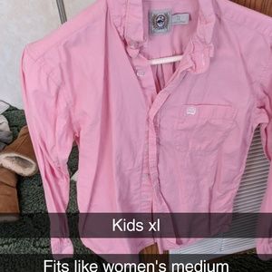 Pink cinch button down
